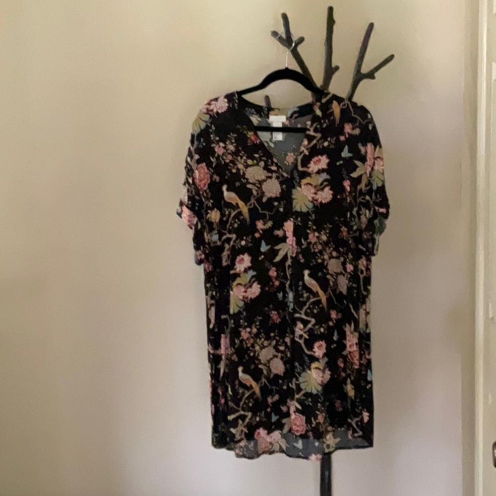 H & M Floral Black Dress